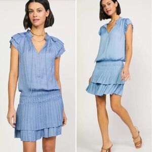 Current Air Periwinkle Blue Pleated Mini Dress Size Medium Anthropologie